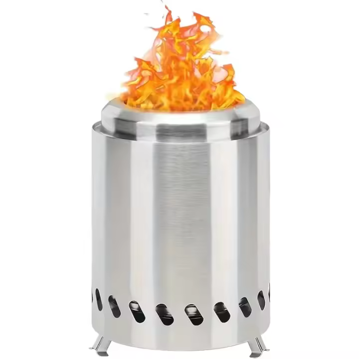 Estufa De Acero Inoxidable Para Fogata Al Aire Libre Hornear Leña Quemador De Leña Portátil Brasero Sin Humo Para Camping - 1