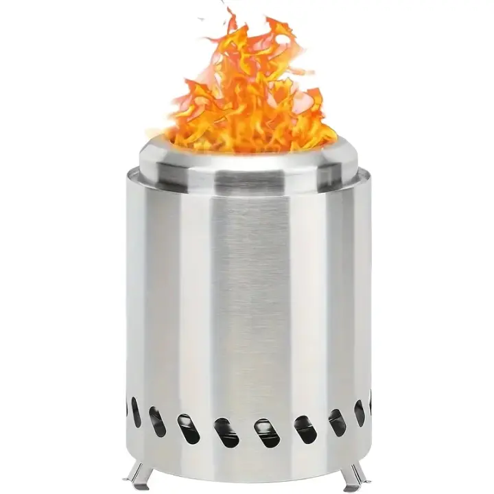 Estufa De Acero Inoxidable Para Fogata Al Aire Libre Hornear Leña Quemador De Leña Portátil Brasero Sin Humo Para Camping - 1