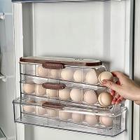 Rejilla portátil para huevos para refrigerador, contenedor para huevos con rueda automática, 3 niveles(1piezas) - details 3