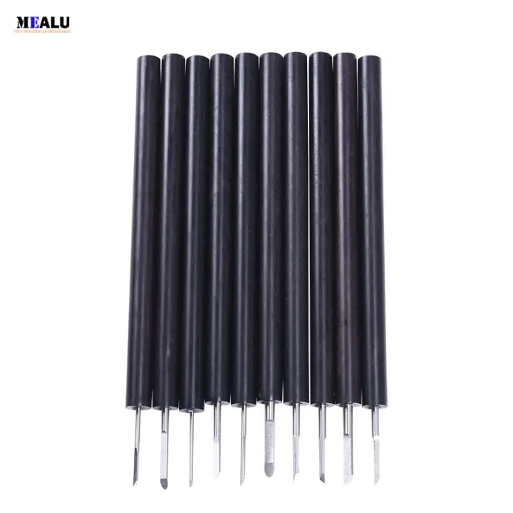 Conjunto De 10 Cincel Manual Para Carving DIY Herramientas De Madera De Oliva Núcleo De Nogal Cincel De Madera Sandalo Manija De Madera De Sándalo Material De Hoja HSS - 1