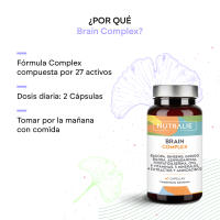 Nootropico Brain Complex -  Memoria y Concentración - Bacopa Monnieri, Ginkgo Biloba, Colina, Ginseng , L-Tirosina + Vitaminas - Brain Complex 60 Cápsulas Nutralie - details 1