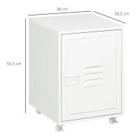 Vinsetto Cajonera de Oficina Mueble Archivador con Ruedas Estante Ajustable y Puerta de Metal para Tamaño A4 para Estudio Salón 38x38,5x55,5 cm Blanco - details 2
