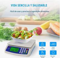 Báscula de cocina digital, báscula profesional de 30 kg/1 g con pantalla LCD retroiluminada y función de tara, báscula de precisión para alimentos, conversión de 3 unidades (sin pilas) - details 1