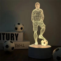 Lámpara De Ilusión Óptica 3D De Fútbol 1pc Con Toque Y Cambio De Color Ambiental 7 Colores Para Dormitorio Luz Nocturna LED ABS Fuente De Alimentación DC 5V - details 0