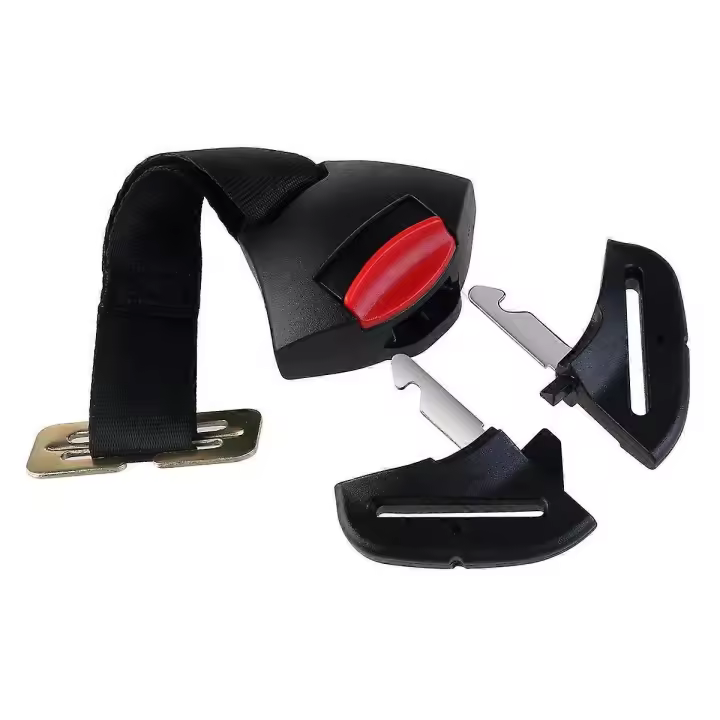 Hebilla de seguridad para asiento de coche, hebilla de bloqueo fija con clip para cinturón de seguridad, arnés para bebés, niños (negro) - 1