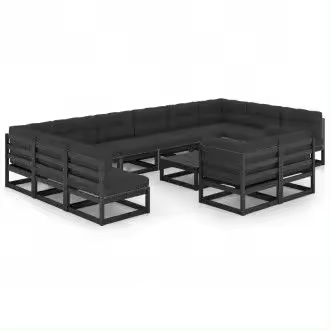 VIDAXL 3077283 set de muebles para el jardín con 13 piezas fabricadas en pino macizo de color negro vida xl - 1