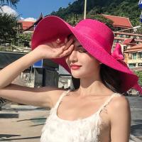 Sombrero De Paja Para Mujer Con Lazo Amplio Y Plegable Protección Solar De Playa Estilo Panama Casual Unisex Tamaño Adulto - details 15