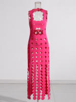 Vestido Slim Minimalista Para Mujer Verano 2024 Cuello Cuadrado Sin Mangas Cintura Alta Vestido Sexy Y Club Largo Hasta La Rodilla Material Poliéster Y Algodón - details 11