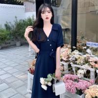 Vestido De Verano Midi Elegante Para Mujer Casual Coreano Dongdaemun Chiffón Vestido A-Line Cuello V Manga Corta Pullover - details 5