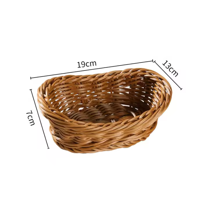 Cesta De Paja De Rotura Hecha a Mano En Forma Oval Para Almacenamiento De Snacks Caja De Frutas Para La Cocina Y Pícnic - 1