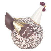 CAPRILO REGALOS & DECORACIÓN Figura Decorativa Rústica de Resina "Gallina Alas Doradas". Adornos y Esculturas. Animales. Regalos Originales. Decoración Hogar. 17 x 13 x 20 cm. - details 0