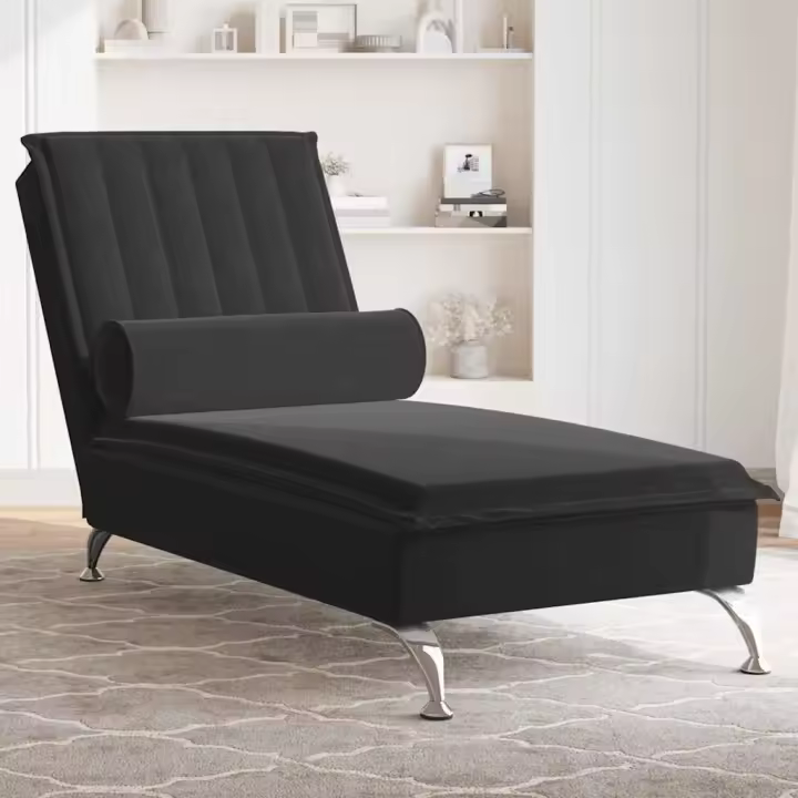 vidaXL Sofá diván de masaje con cojín de terciopelo en color Negro/Crema/Verde oscuro y más | acolchados duraderos para sofás de jardín terraza exterior - 1