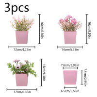 1SET De Plantas Simuladas Rosa En Maceta Decoración De Interiores Para Oficina Centro Comercial Escritorio Ventana Estantería Hogar - details 8