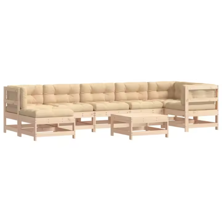 vidaXL Juego de muebles de jardín 8 pzas y cojines madera maciza - 1