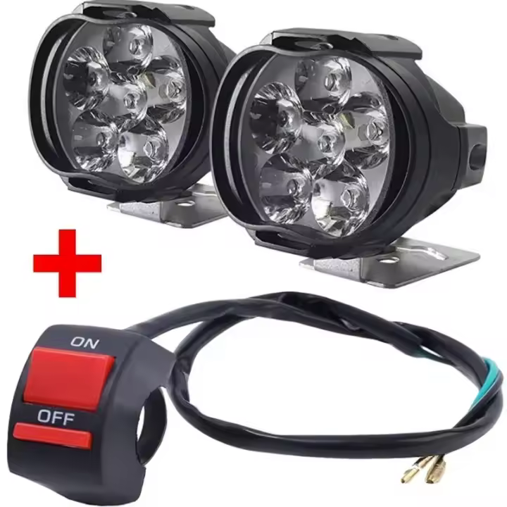 Faros De Motocicleta 6 LED Alta Luminosidad Impermeables Para Scooter Lámpara Auxiliar De Trabajo Con Interruptor Bombilla De Niebla - 1