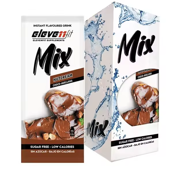 Eleven Fit Mix Instantáneo, Caja de 12 Sobres Sabor Nutcream - Prepara 1.5L de Bebida Saludable - Sin Azúcar, Baja en Calorías y Carbohidratos - Ideal para Agua/Leche, Cocinar y Preparar Postres - Mejora tu Dieta - Apto para Adultos y Niños - 1
