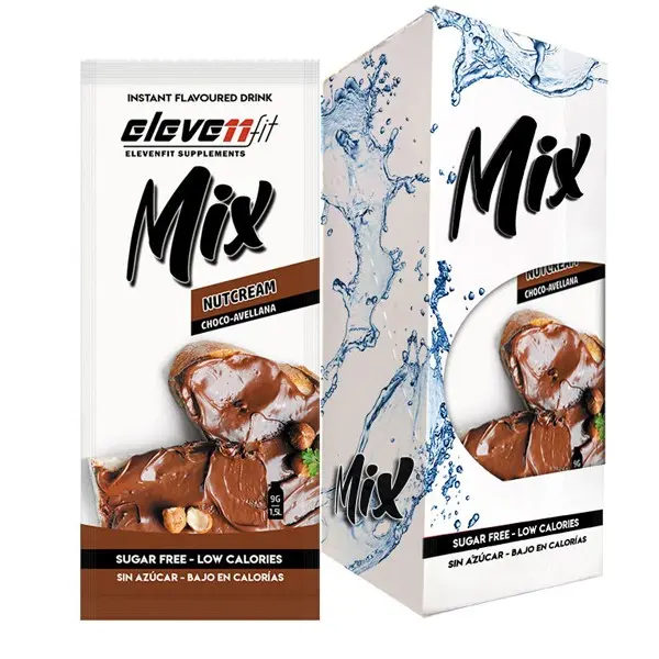Eleven Fit Mix Instantáneo, Caja de 12 Sobres Sabor Nutcream - Prepara 1.5L de Bebida Saludable - Sin Azúcar, Baja en Calorías y Carbohidratos - Ideal para Agua/Leche, Cocinar y Preparar Postres - Mejora tu Dieta - Apto para Adultos y Niños - 1
