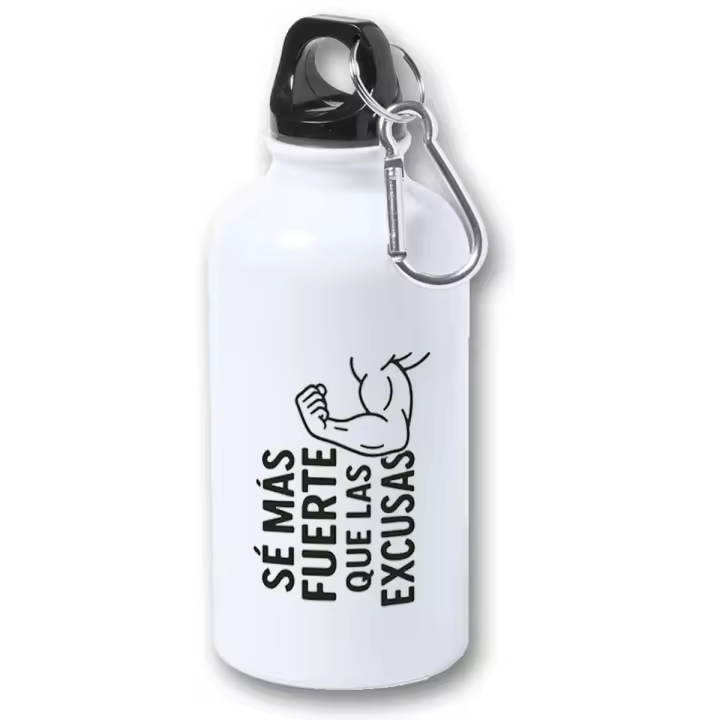 MERCHANDMANIA Bidón 400ml metálico frase motivadora se más fuerte que las excusas para viaje y deporte - 1