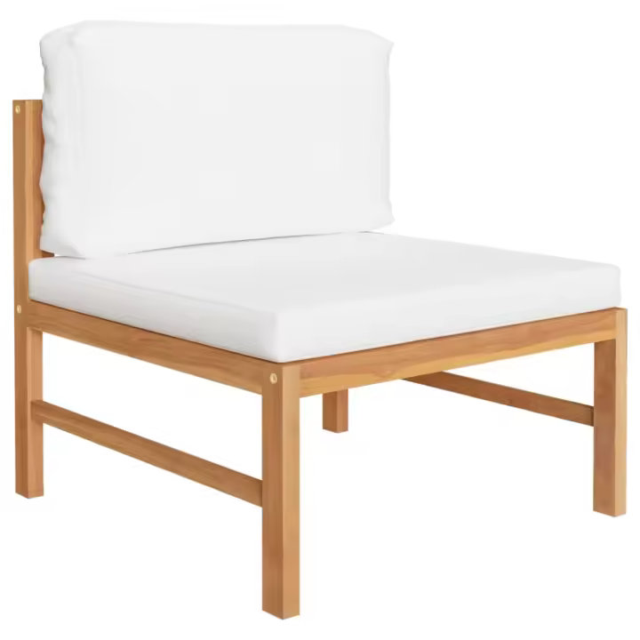 vidaXL Set de muebles de jardín 3 pzas madera teca cojines Crema, Gris oscuro, Conjunto Terraza Muebles Jardín Exterior Juego de Muebles de jardín Mueble Jardín Exterior Muebles de Salon Exterior - 1