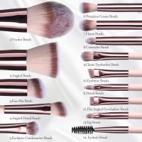 Juego de brozas de maquillaje de viaje, base en Polvo, correctores, Sombras de ojos, juego de maquillaje with Espejo de Luz LED, 14 piezas MINI brozas de maquillaje (APINK) - details 3