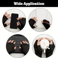 Pack de 12 pares de guantes negros sin dedos de invierno para hombre y mujer, talla única - Ideales para trabajar, ciclismo, deporte, senderismo y montaña - details 3