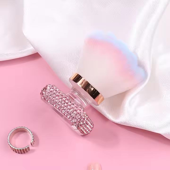Cepillo De Belleza Para Manicura Con Cabeza De Diamante Y Rosa Herramienta De Limpieza Para Pówer Y Polvo De Uñas Accesorios De Maquillaje - 1