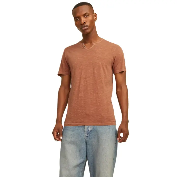 Camiseta con botones hombre Jack & Jones 12164972 manga corta color marrón - 1