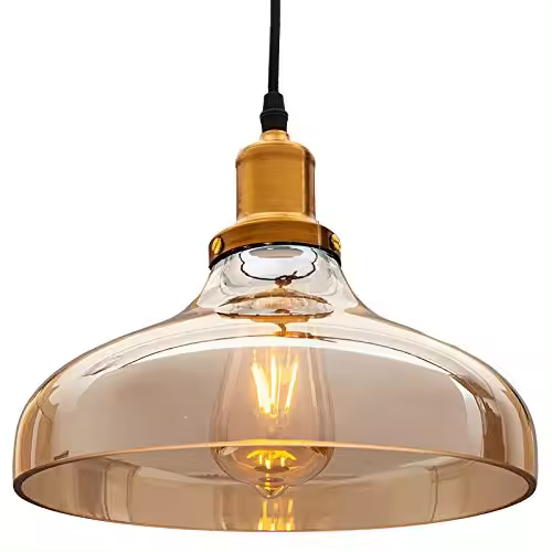 LAMPARA DE TECHO BOLA DE CRISTAL COLGANTE 260 MM X 260 MM X130 MM DE CAMBRE 1 METRO DE LARGO, E27 COLOR COLOR MARRON - 1