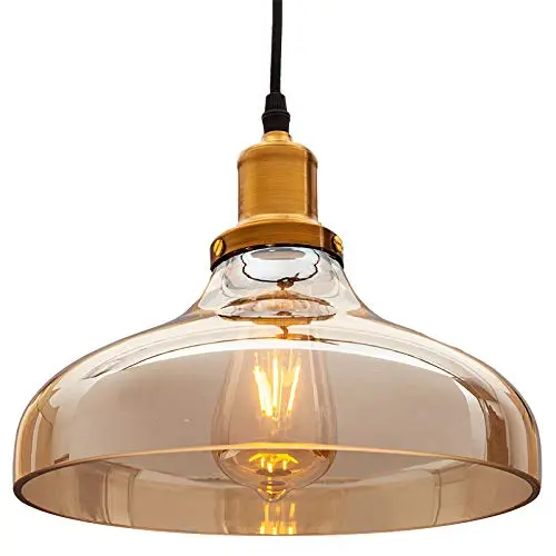 LAMPARA DE TECHO BOLA DE CRISTAL COLGANTE 260 MM X 260 MM X130 MM DE CAMBRE 1 METRO DE LARGO, E27 COLOR COLOR MARRON - 1