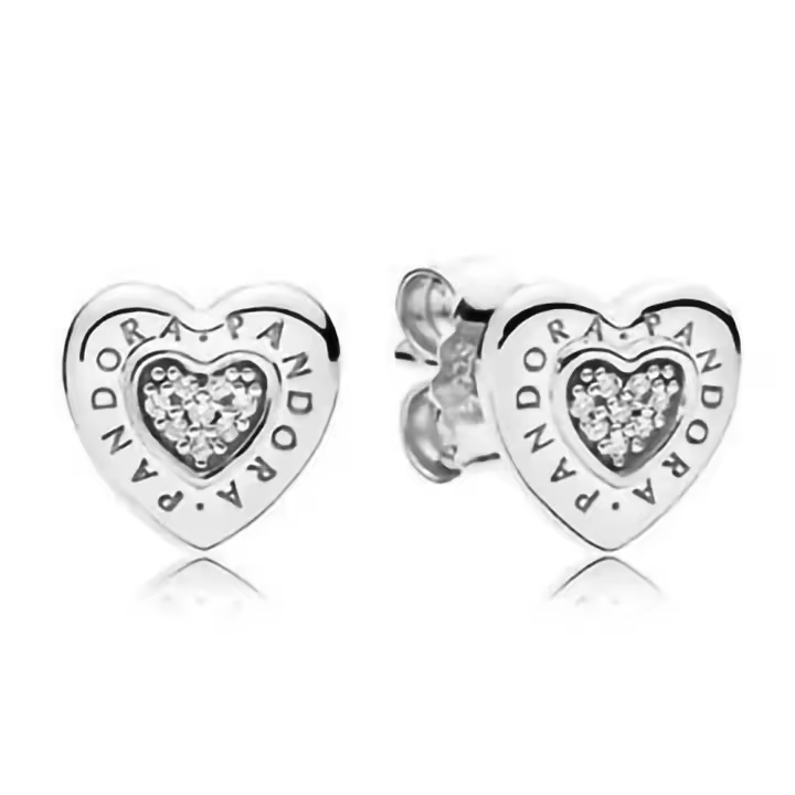 Pandora Pendientes de Aro en Plata de Ley Logotipo en Forma de Corazón，Incluye Caja Original - 1