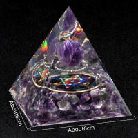 Bola De Cristal Suspendida Pirámide De Piedra Natural Resina Amatista Gota Decoración Para Escritorio De Oficina Y Hogar 6x6cm - details 6