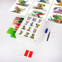 Huacan Nuevas Llegadas 12pcs Pintura De Diamante Dragón Mini Mosaico Animal Redondo Hecho a Mano Hobby Decoración De Pared - details 4
