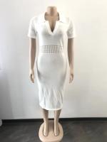 Vestido Midi Bodycon De Mujer Con Cuello En V Y Manga Corta Tejido En Knit Para Fiesta Y Calle Moda 2024 Vestido De Noche - details 20