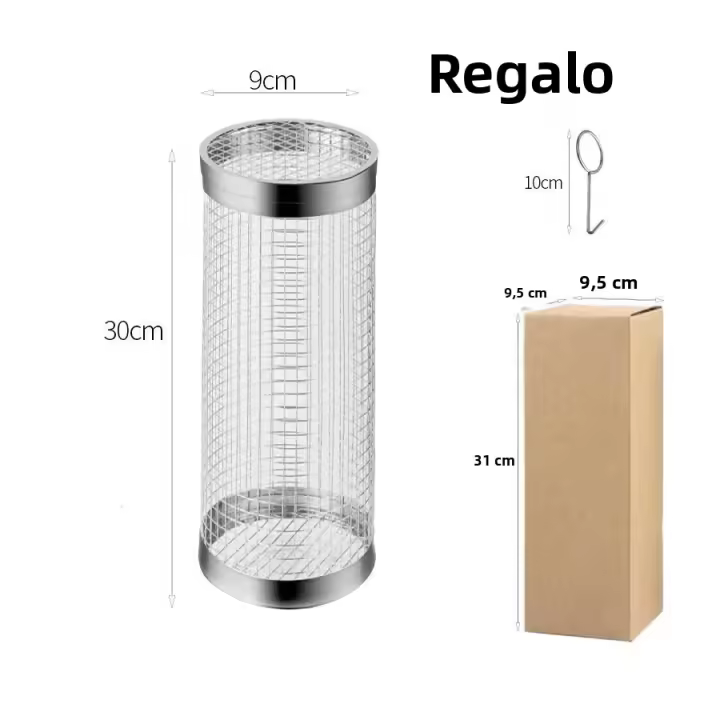 Cesta De Barbacoa En Acero Inoxidable Con Red De Alambre Para Asado Al Aire Libre Cesta De Grill Portátil Para Camping Funciona Como Relleno De 3-5 Personas - 1