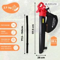 Soplador eléctrico de hojas Mobiclinic® 3000W 6 Velocidades Mobiclean 3 en 1 Ligera 35L Sopladora de hojas Velocidad de soplado 270 km/h para jardín 220V Asa de Hombro - details 0