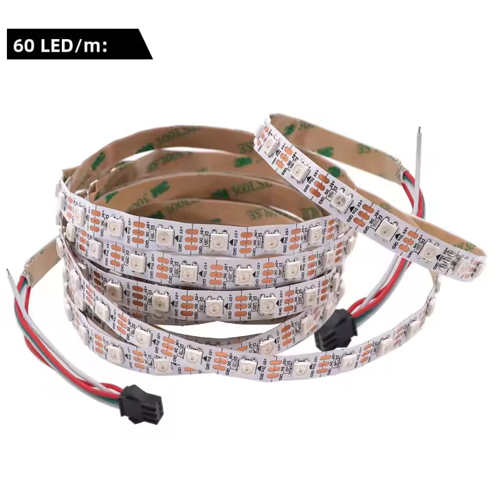 Tira De Luces LED RGB WS2812B SMD5050 30/60LEDs/m Smart Addressable Pixel Flexibles Para Decoración 5V DC Tape De LED Para Sala De Estar - 1