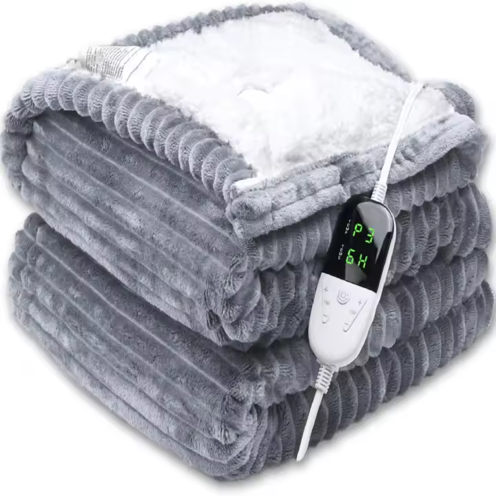 Eredón Eléctrico De 130*150Cm/50*60 Pulgadas Con Estampados De Rayas Flannel 6 NIVeles De Ajuste De Temperature Y 5 NIVeles De Despido Automático Lavable - 1