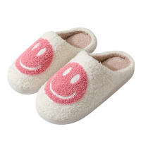 Zapatillas De Algodón Para Mujer Con Dibujos Divertidos Antideslizantes Para Uso Doméstico Rostro Sonriente Otoño/Invierno Couplet De Piel - details 3