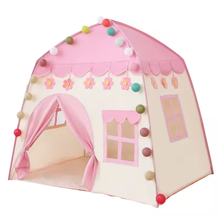 Carpa Plegable Para Niños Estilo Wigwam Torre De Juguete Para Niñas Castillo De Princesa Decoración Para Habitación Regalo De Juguete De Poliéster Para Edades 3-12 Años - 1