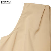 Vestido Largo Sin Mangas De Verano ZANZEA 2025 Elegante Vestido De Trabajo Para Mujer Con Botones Estilo Oficina A-Line V-Neck Polyester - details 7