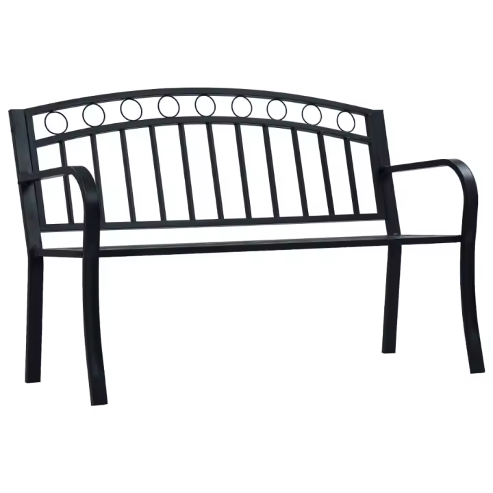 vidaXL Banco de jardín acero negro 125 cm - 1