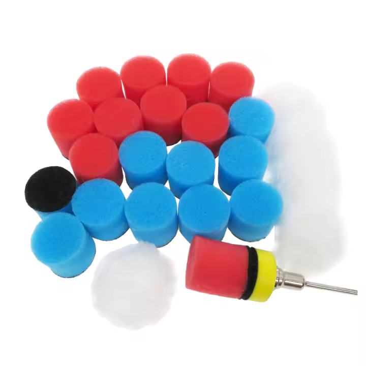 Juego De 26 Piezas De Pads De Pulido Y Cera Para Coche Mini 1 Pulgada Espuma De Esponja Y Lana Con Soporte Para Herramienta Rotativa Dremel - 1