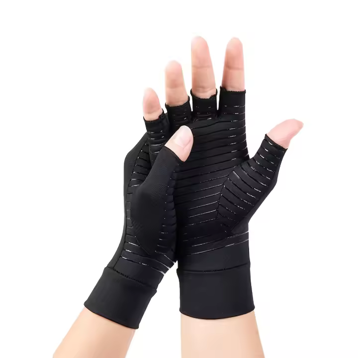 1 par de guantes deportivos de compresión antideslizantes sin dedos - 1