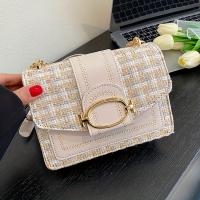 Bolso Bandolera Mini Tweed Escocés Con Correa Ajustable Y Cierre De Hebilla Moda Disponible En Crema Verde Azul Negro - details 4