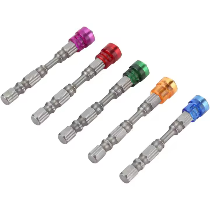 Puntas de destornillador, 5 piezas, 65 mm, adaptador de destornillador PH2 con cabeza de cruz magnética de acero S2, con imán y tope de profundidad + punta Ph2 (color) - 1
