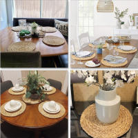 LMETJMA Tapetes De Lino Tejidos En Redondo Resistente Al Calor Estilo Bohemio Para Mesa De Comedor JT314 Decoración Ecológica - details 8