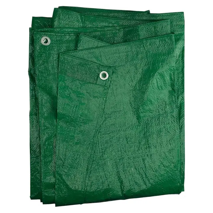 Tradineur - Toldo de polietileno impermeable, lona multiusos de protección con ojales de aluminio, esquinas reforzadas, resistente al desgaste, exterior (Verde, 90 gr, 4 x 5 m) - 1