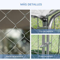 PawHut Perrera de Exterior con Toldo 230x230x175 cm Jaula para Perros Mascotas de Acero Galvanizado con Cerradura para Jardín Patio Plata - details 2
