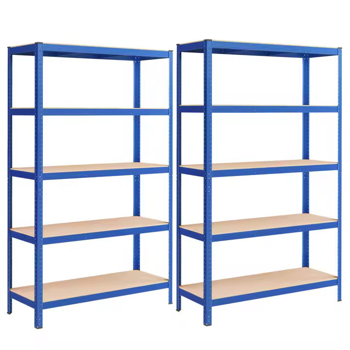 SONGMICS Estantería Pesada de 5 Niveles, Juego de 2, Estantería de Acero, Montaje Rápido, Garaje, Almacén, Trastero, Carga de 750 kg, 60 x 120 x 200 cm, Negro/ Plata /Gris/ Azul - 1