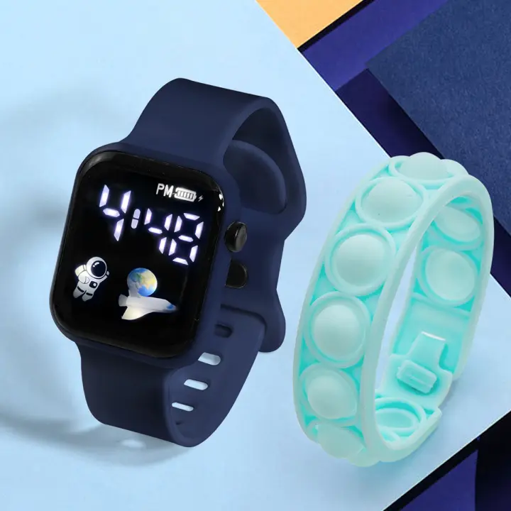 Reloj Inteligente Para Niños 2PCS Pulsera Deportiva Estilo Simple Y Moda Pantalla Táctil Regalo Para Chicos Y Chicas - 1